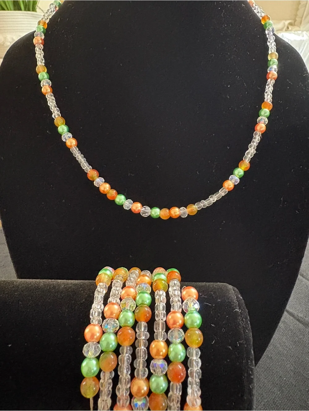 Multicolor Beaded Necklace and Bracelet Set